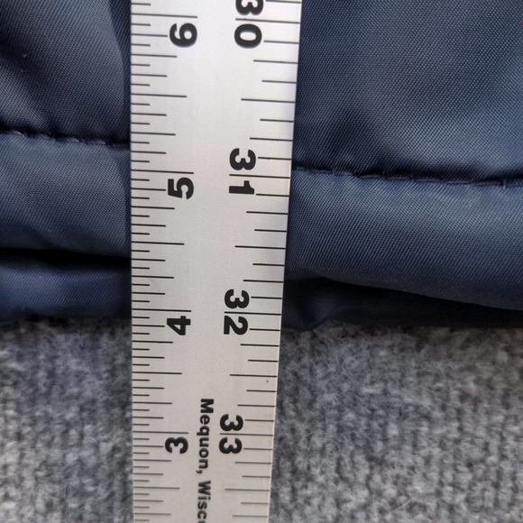 Weather Caster Mens Parka Jacket Blue Small Long Sleeve Quilted Lined Vegan Fur - Picture 11 of 12